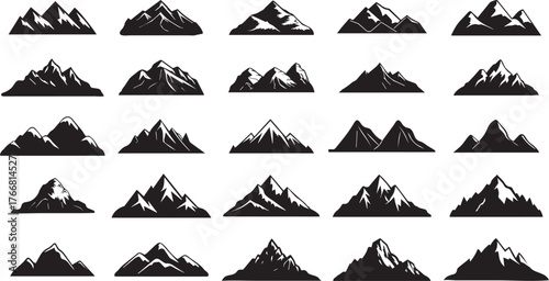 Collection of Mountain and Forest Silhouettes