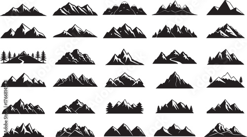 Collection of Mountain and Forest Silhouettes
