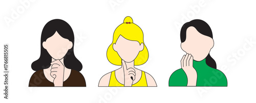 Sign Language Women Illustration – Hand Gesture Communication Vector Art