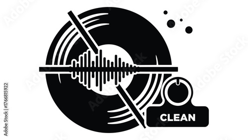 Clean audio icon on, depicting a vinyl record with a sound wave, symbolizing noise reduction