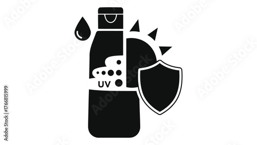 Sunscreen bottle icon on represents protection from ultraviolet radiation