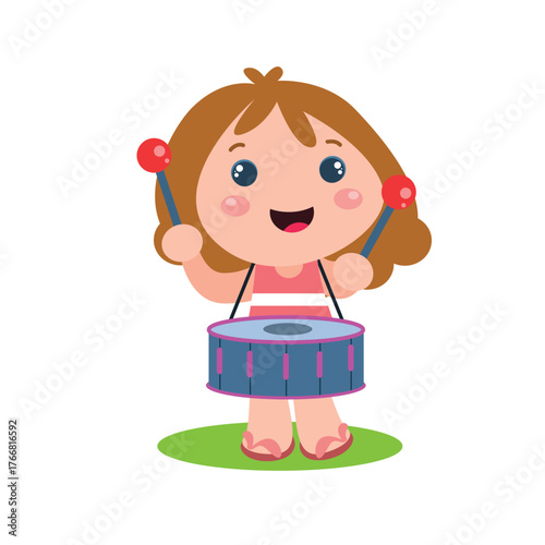 Little girls play. Children's activities.vector template design illustration