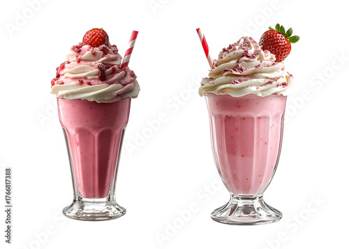 Set of Strawberry Ice cream on transaprent background