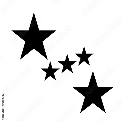 Star Silhouette of the falling of Comets, Meteorites, Asteroids, the sparks of fireworks. Vector design elements isolated on white background