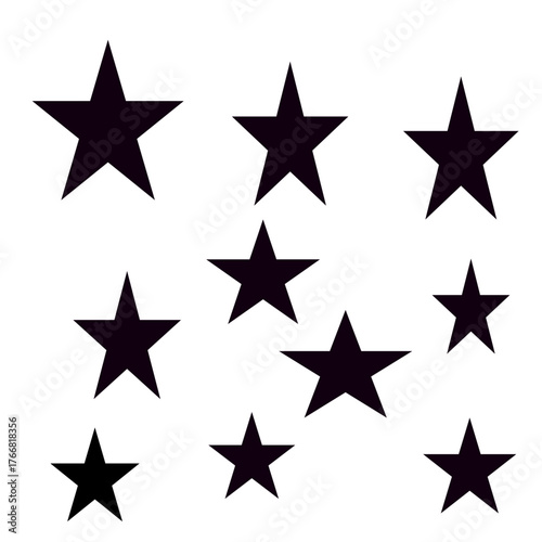 Star Silhouette of the falling of Comets, Meteorites, Asteroids, the sparks of fireworks. Vector design elements isolated on white background