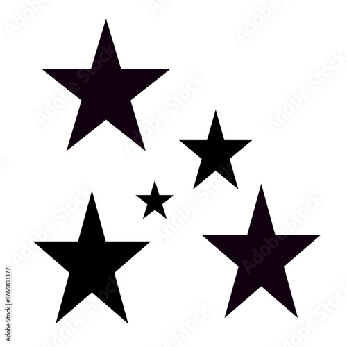 Star Silhouette of the falling of Comets, Meteorites, Asteroids, the sparks of fireworks. Vector design elements isolated on white background