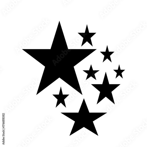 Star Silhouette of the falling of Comets, Meteorites, Asteroids, the sparks of fireworks. Vector design elements isolated on white background