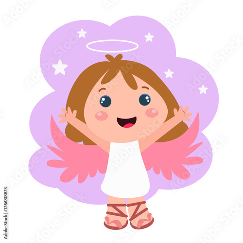 Little girls play. Children's activities.vector template design illustration