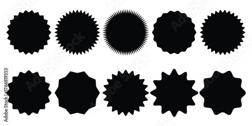 set of burst tag icons. A collection of starburst stickers.
