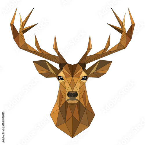 Brown Color Geometric Deer Head Vector Illustration Design