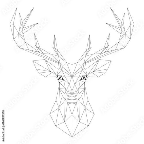 Geometric Deer Head Black Color Line Art Vector Design