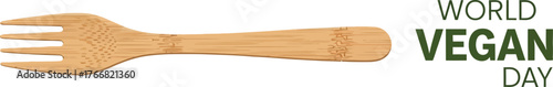 Vector art of wooden fork for world vegan day