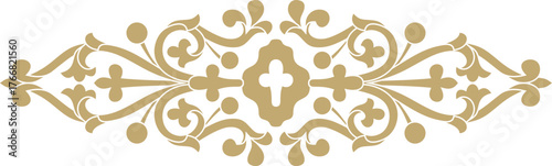 Vector golden gothic ornament. Medieval European drawing. Classic pattern of the Germans, Angles, Saxons, Franks.
