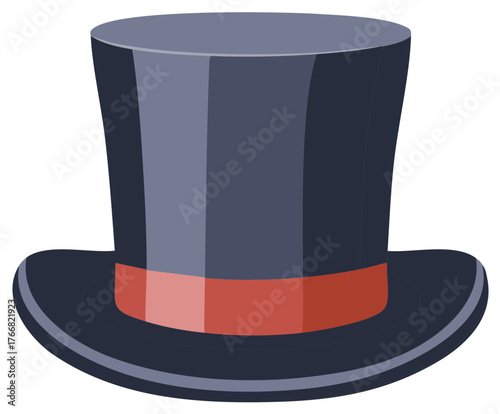 Illustration of a classic top hat with red band in digital form