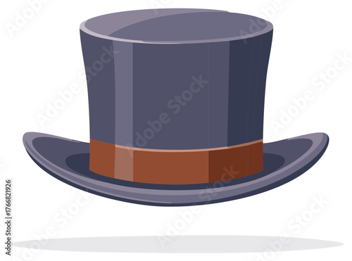 Classic Top Hat with Brown Band Formal Headwear Accessory Illustration