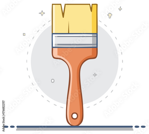 Vibrant Flat Design Illustration of a New Paint Brush for Creative Art and Home Renovation Projects
