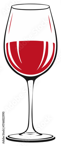 Glass of red wine vector graphic icon illustration for restaurant or bar