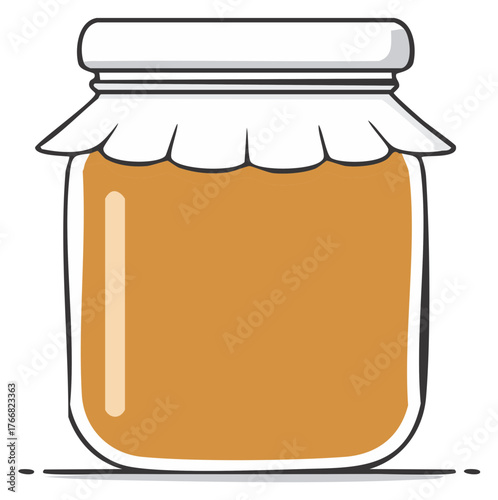 Charming vector illustration of a glass jar filled with sweet delicious jam or honey