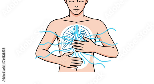 Calm person practicing deep breathing and meditation to promote lung health and relaxation, embracing wellness