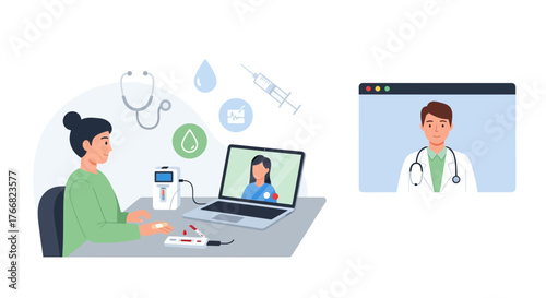 Patient consults doctor via telehealth for virtual medical checkup and testing, showcasing modern healthcare access