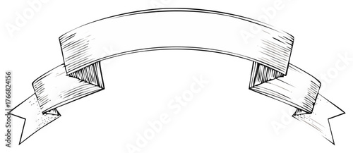 Hand Drawn Sketch Style Ribbon Banner for Text