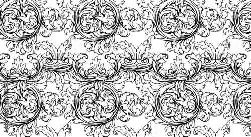 Obraz na plátně Intricate baroque scroll pattern design evoking elegance and historical grandeur