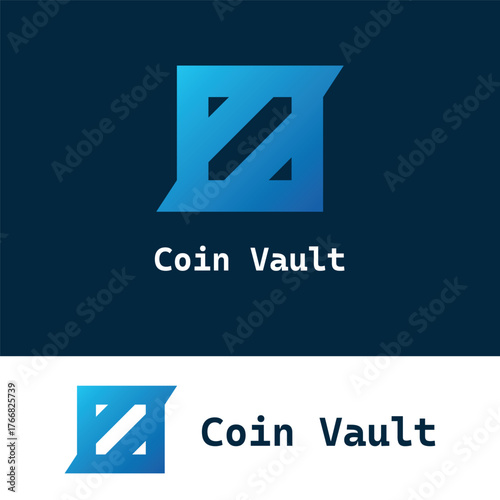 Modern blue geometric logo with bold angular shapes forming a secure abstract symbol. Ideal for fintech, cryptocurrency, blockchain, finance, or digital wallet branding and technology businesses.