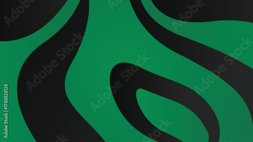 Bold abstract background with smooth black and green flowing shapes, creating a dynamic liquid-style pattern. Great for modern branding, energetic visuals, digital art, and contemporary graphic design