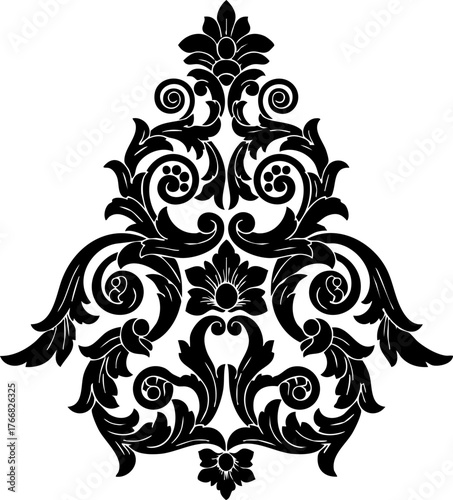 Elegant black baroque flourish design perfect for luxury invitations, wedding stationery, and vintage decor elements adding timeless sophistication.