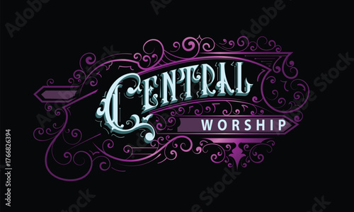 CENTRAL WORSHIP lettering custom style design
