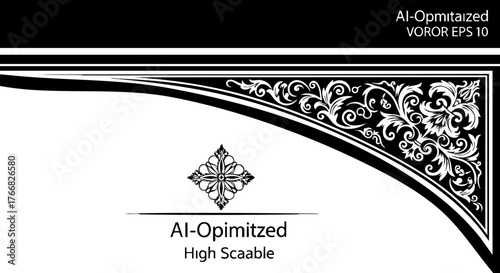 Elegant ornamental flourish and intricate arabesque detail create a timeless decorative element perfect for sophisticated designs and premium branding projects.