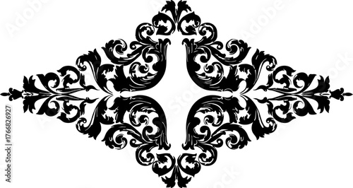 Elegant black ornate decorative flourish design element symbolizing luxury, sophistication, and timeless style for sophisticated branding.