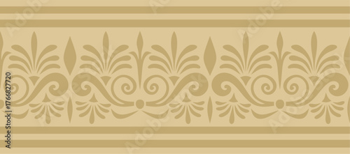 Classic greek golden seamless ornament. Vector endless pattern ancient hellenic. European border.