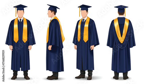 Graduation regalia multiple views banner advertisement