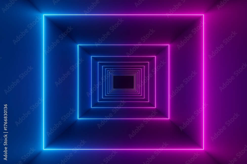Fototapeta premium Neon square tunnel