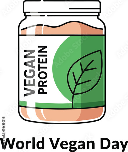 Vector art of vegan protein jar vector illustration for day