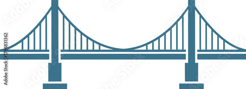 Illustration of a bridge with a simple design on a light blue background