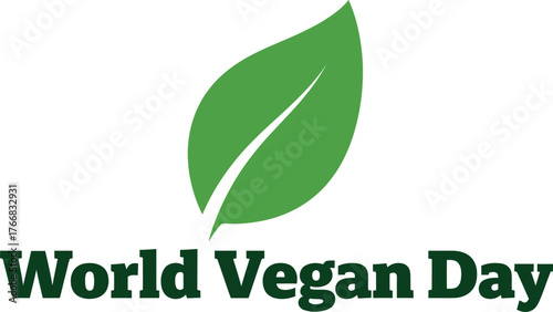 Vector art of world vegan day with green leaf illustration