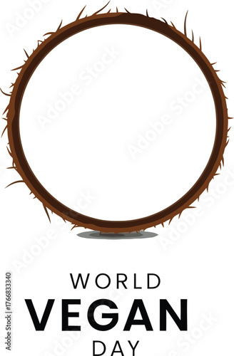 Vector art of coconut for world vegan day celebration