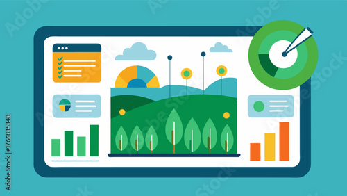 A data analysis dashboard for farmers displaying realtime insights on storage conditions and prediction of crop longevity.. Vector illustration