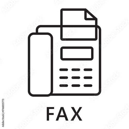 Fax Machine Icon in Black and White – Symbol for Office Communication, Document Transfer, or Retro Tech
