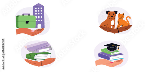 Icons Representing Career, Pets, Education, and Personal Development