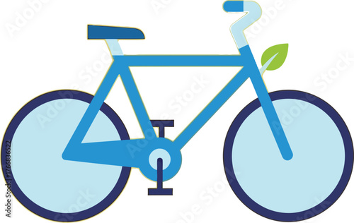 Vector art of blue bicycle with leaf on yellow background for eco friendly transport