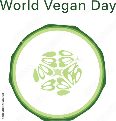 Vector art of world vegan day with cucumber slice