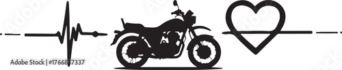 Motorcycle heartbeat and heart graphic electrocardiogram