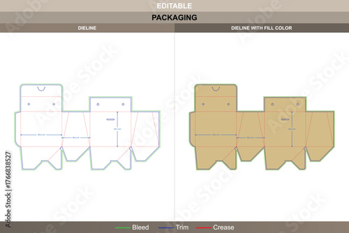 Auto lock bottom tuck end box dieline in a professional vector format for fast printing and strong packaging hold with clear folding points and structured die line detail