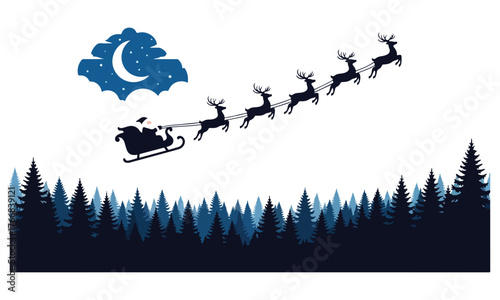 Modern Christmas Vector Illustration Collection – Xmas Trees, Santa, Reindeer, and Holiday Icons