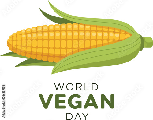 Vector art of world vegan day with corn
