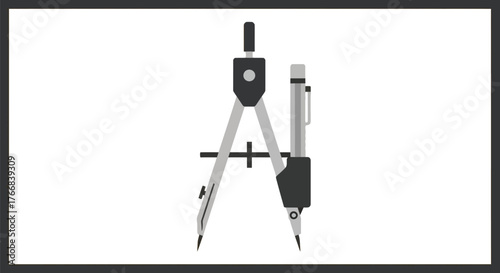 Vector art of drawing compass with pencil for geometry