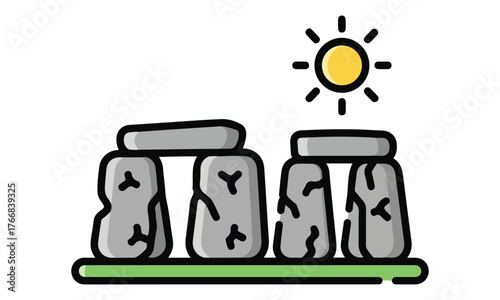 Ancient Monuments Illustration Collection – Gobekli Tepe and Stonehenge Vector Art